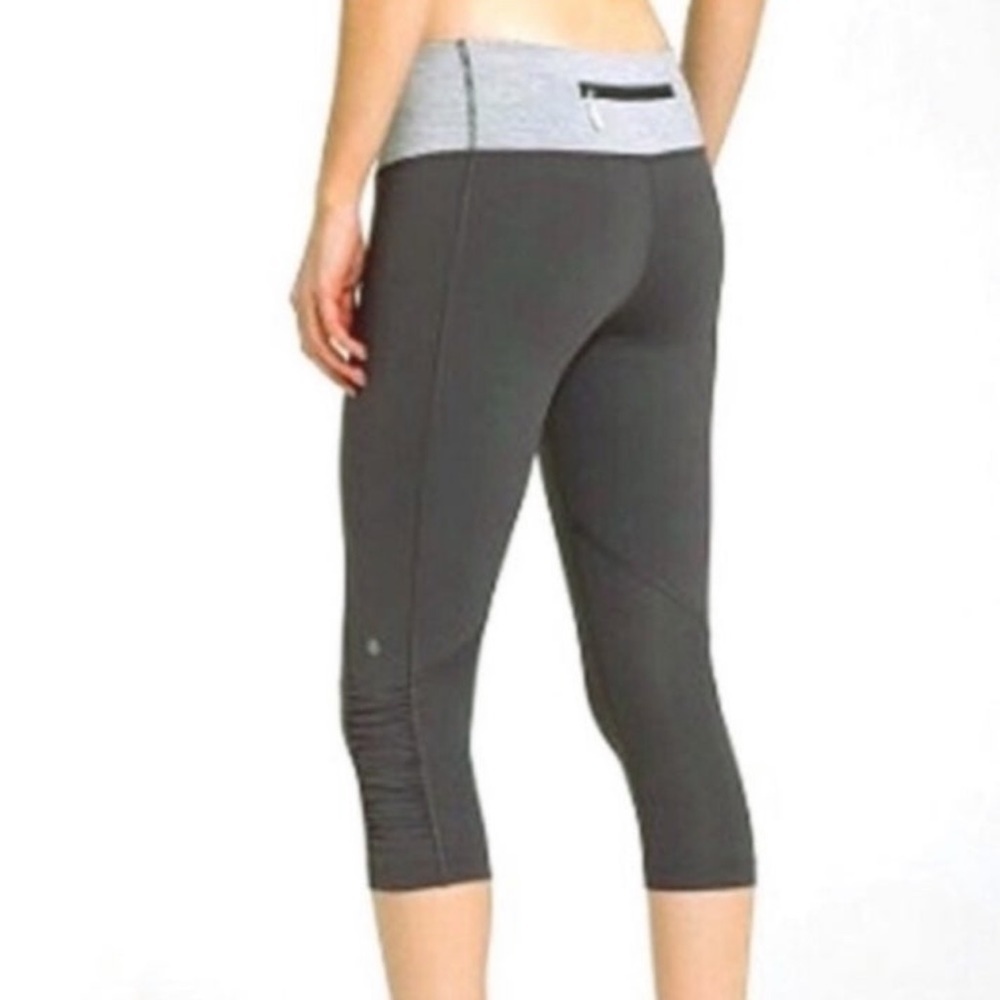 Lululemon Race With Grace Gray Soot Light‎ Running Crop Tight Leggings Pants 4‌